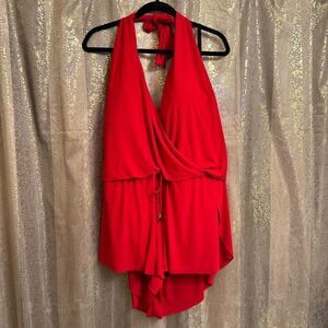 Magicsuit Bianca Rouge Red Swimsuit One Piece Shorts Romper 22W NWT